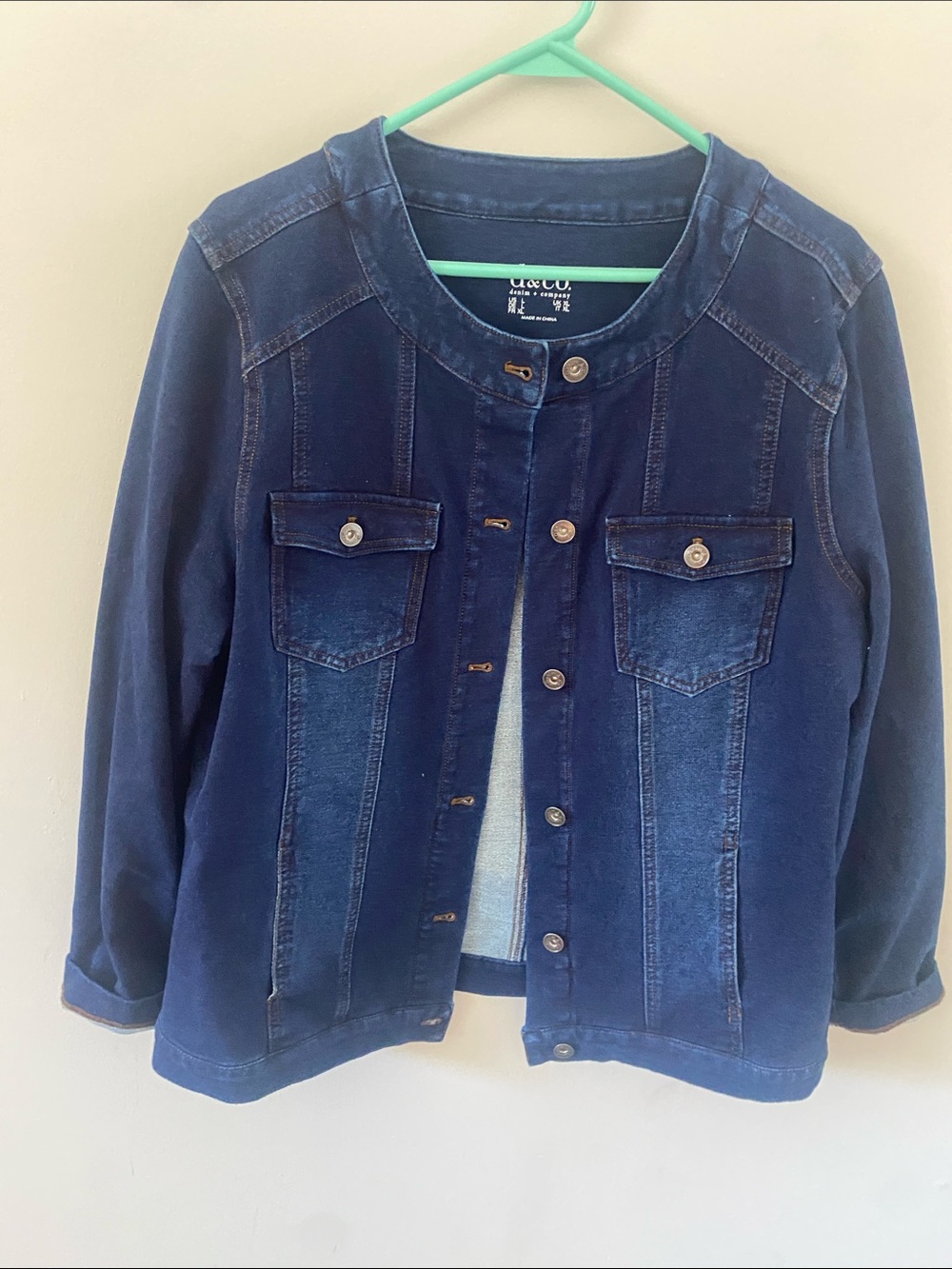 Women’s ' Dark Blue Denim Jacket with Button-Front